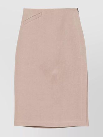 Fendi linen waxed straight midi skirt