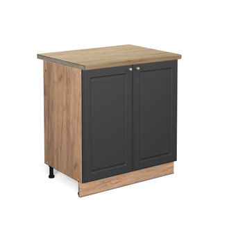 Vicco Armario Bajo Para Fregadero Fame-line, Antracita-oro, 80 Cm, Et Roble