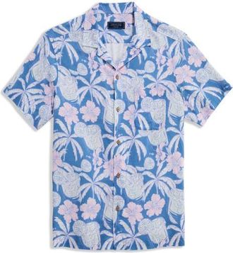 Vineyard Vines Palm-Arita Linen Blend Camp Shirt in Coastline at Nordstrom, Size Medium