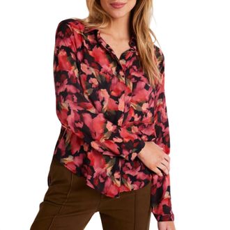Bella Dahl Womens Full Button Down Hipster Shirt In Autumn Bloom Print