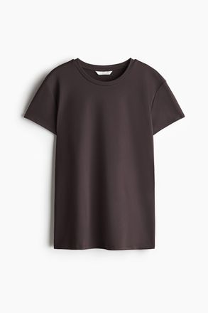 H&M Figurnahes T-Shirt aus Mikrofaser - Dunkelbraun