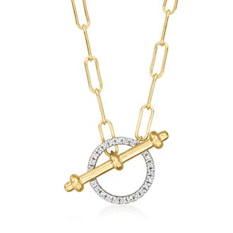 Ross-Simons Diamond Toggle Necklace in 18kt Gold Over Sterling
