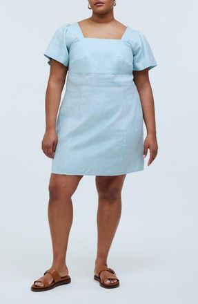 Madewell Square Neck Linen Minidress in Blue Heron at Nordstrom, Size 16W
