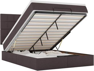 vidaXL Vidaxl - Estructura Cama Otomana Colch&oacute;n Tela Marr&oacute;n Oscuro 140x200cm