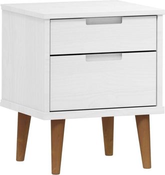 vidaXL Bedside Cabinet molde White 40x35x48 cm Solid Wood Pine Vidaxl