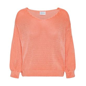 Americandreams Milana LS Light Cotton Knit - Dames - Ronde hals truien - Rood - M - Katoen - Truien & Vesten