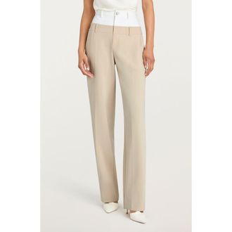 Cinq &agrave; Sept Dionne Mixed Media Pants in Khaki/White at Nordstrom, Size 10