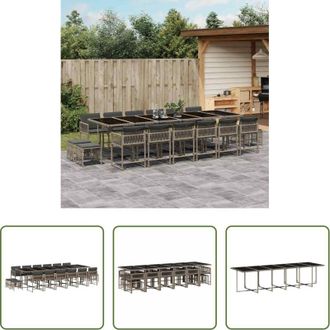 vidaXL vidaXL Tavolo da giardino - Set da Pranzo da Giardino 17pz con Cuscini Grigio in Polyrattan