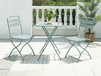 Vente-Unique Sala da pranzo giardino 1 tavolo L.60cm e 2 sedie pieghevoli Metallo Verde acqua - MIRMANDE di MYLIA