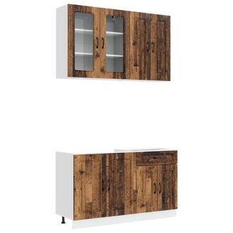 vidaXL Unidad De Cocina Kalmar 4 Uds. Madera Envejecida Vidaxl