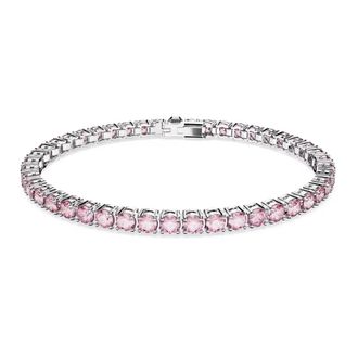 Swarovski Armband Unisex Matrix Tennis Rondgeslepen Roze Gerhodineerd Maat S 5648930 - Dames - Kettingen - Roze - ONE Size - Accessoires