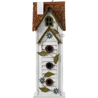 Glitzhome 24.25H Oversized 3-Tiered Solid Wood Villa Decorative Outdoor Garden Birdhouse in White at Nordstrom, Size Large