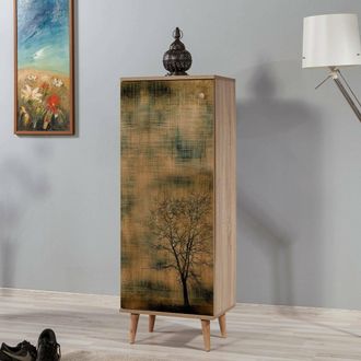 Dmora Zapatero Dacrydium, Mueble Para 16 Pares De Zapatos, 7 Estantes, 1 Puerta, 50x38x135h Cm Roble Marr&oacute;n