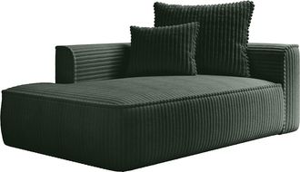 Vente-Unique Chaise longue izquierdo de pana gruesa en verde PINETA