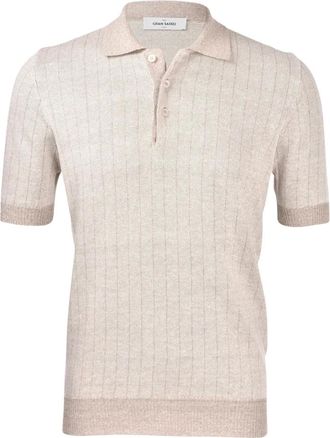 Gran Sasso Tops, Heren, Beige, L, Beige Polo Shirt