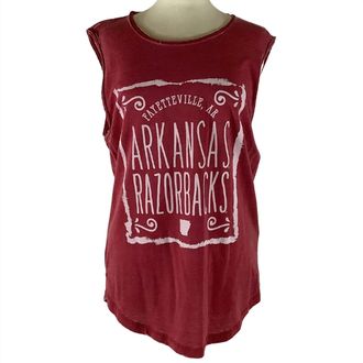 Pressbox Womens University Of Arkansas Ruffy Tank In Red