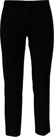 Max Mara Straight Broeken - Dames - Straight fit broeken - Zwart - 2XS - Katoen - Broeken