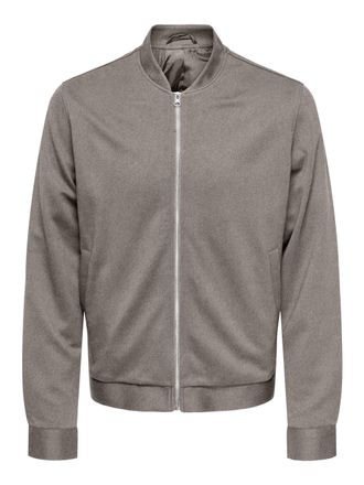 Only & Sons Bomberjacke ONLY & SONS ONSMARK BRUSH PIQUE 0353 BOMBER, Herren, Gr. XXL, falcon, Web, Obermaterial: 64% Polyester, 33% Viskose, 3% Elasthan, meliert,