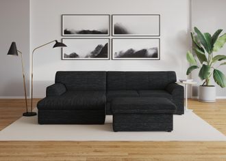 Domo Collection Ecksofa »Topper, elegant und zeitlos, kompaktes Stellmass 245/155cm, L-Form« mit Recamiere, wahlweise mit Schlaffunktion