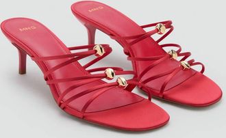 Mango Sandali tacco fasce raso rosso - Donna - 35 - MANGO
