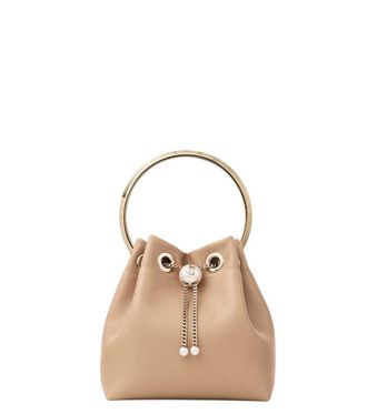 Jimmy Choo London Beige Bon Bon Mini Bucket Bag