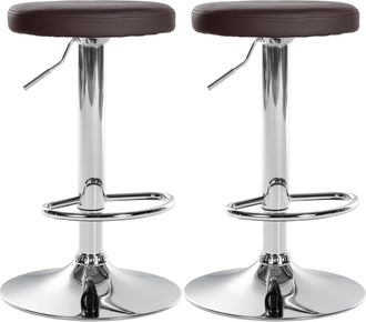 Clp Clp - Set De 2 Taburetes De Bar Ponte En Polipiel Marr&oacute;n Metal Cromado