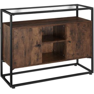 TecTake Aparador de estilo industrial 3 estantes 100x38x80,5 cm madera oscura