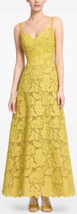 Elie Saab macramé midi dress - women - Silk/Polyester/Polyamide - 42 - Yellow