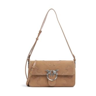 Pinko Love One Slouchy Classic - Dames - Schoudertassen - Bruin - ONE Size - Su&egrave;de - Tassen