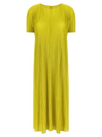 Pleats Please Issey Miyake Bicolor Polyester Midi Womens Dress