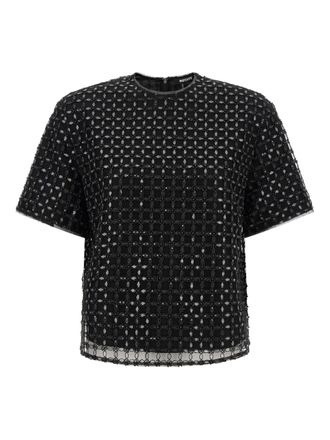 Rotate sequin-embroidered T-shirt - women - Recycled Polyester/Polyester/Viscose/Elastane - 34 - Black