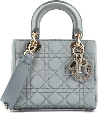 Dior My ABCDior Lady Dior Bag Cannage Quilt Satin with Crystal Charms crossbody bag - Blauw