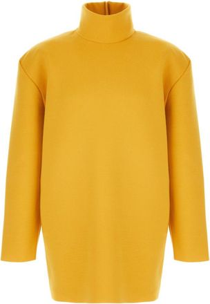 Saint Laurent Yellow Solid Turtle Neck Sweater