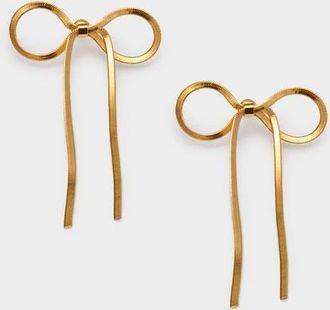 Katie Loxton Amelie Waterproof Gold Bow Oversized Earrings at Nordstrom