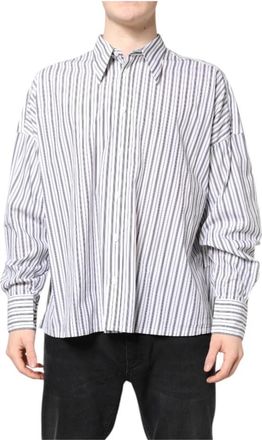 Dolce & Gabbana Gestreept knoopsluiting casual shirt - Heren - Casual Overhemden - Wit - L - Katoen - Overhemden