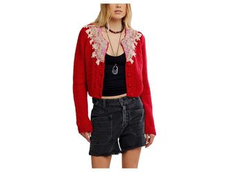 Free People Pixie Cardi Womens Sweater Red : XS (Womens 0-2), Acrylic/Polyester/Wool