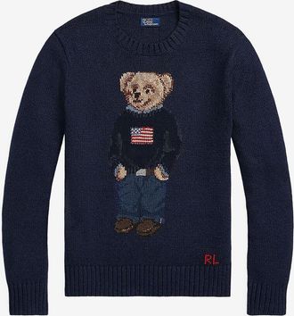 Polo Ralph Lauren Baumwoll- und Leinen-Jacquardpullover Polo Bear Flag