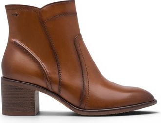Tamaris Tamaris dames bruine beige leren enkellaarzen met hakken - 25313-47