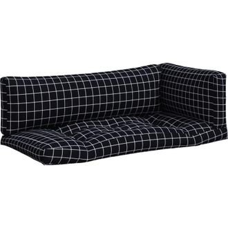 vidaXL Cojines Para Pal&eacute;s 3 Piezas Tela Oxford A Cuadros Negros Vidaxl