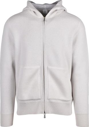 Eleventy Beige Hooded Front Pockets Wool Zip Sweatshirt