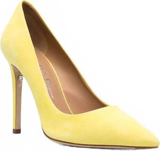 Ferragamo Womens Pointed-Toe Pumps In Canary Yellow