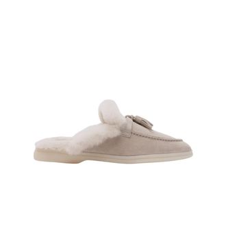Scarosso Cozy Tassel Mule Shearling Schoenen - Dames - Slip ons - Beige - 38 1/2 EU - Leer - Schoenen