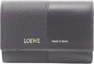 Loewe Pre-owned Wallets, female, Black, Size: ONE SIZE Pre-owned Vertical Wallet Small Leather Trifold Wallet