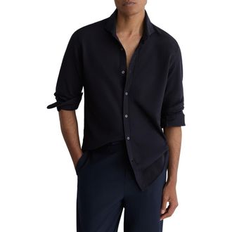 Reiss Dasilva Regular Fit Cotton Button-Up Shirt in Navy at Nordstrom, Size Xx-Large