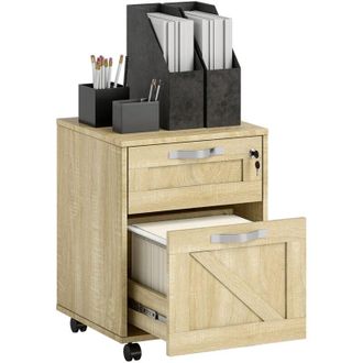Vinsetto Vinsetto - Cajonera De Oficina Con 2 Cajones Cajonera Con Ruedas Mueble Archivador M&oacute;vil Con Cerradura Y Carpetas Colgantes Para Tama&ntilde;o A4 41x42x56 Cm