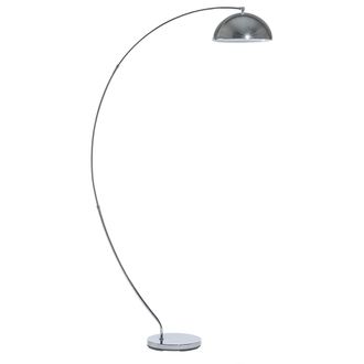 Beliani L&aacute;mpara De Pie De Metal Plateado Negro 188 Cm Forma De Arco Sala De Estar Kama