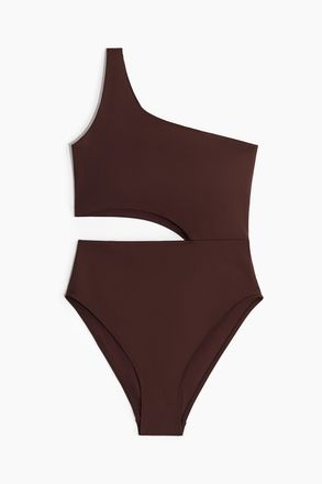H&M Badeanzug mit wattierten Cups und High Leg - Dunkelbraun