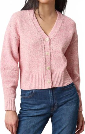 Lilla P Marled V-Neck Cardigan In Rosebud Marl