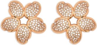 Oscar De La Renta Crystal O Flower earrings - women - Brass/Crystal - One Size - Gold