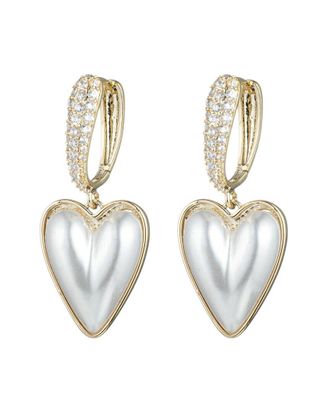 Eyecandy LA Eye Candy La Pearl Cz Anna Heart Drop Earrings